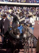 Kgosi Leruo Tshekedi Molotlegi, 36th King of the Bafokeng Kingdom, rides in a donkey cart during his enthronement at the Royal Bafoken.jpg Kgosi Leruo Tshekedi Molotlegi, 36th King of the Bafokeng Kingdom, rides in a donkey cart during his enthronement at the Royal Bafoken.jpg